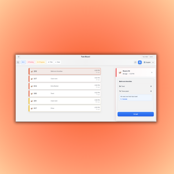 Housekeeping management dashboard