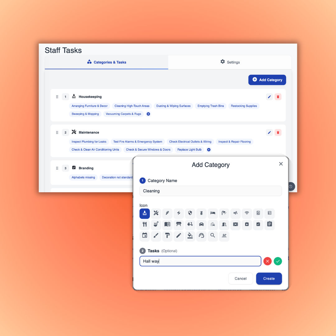 Task management category setup