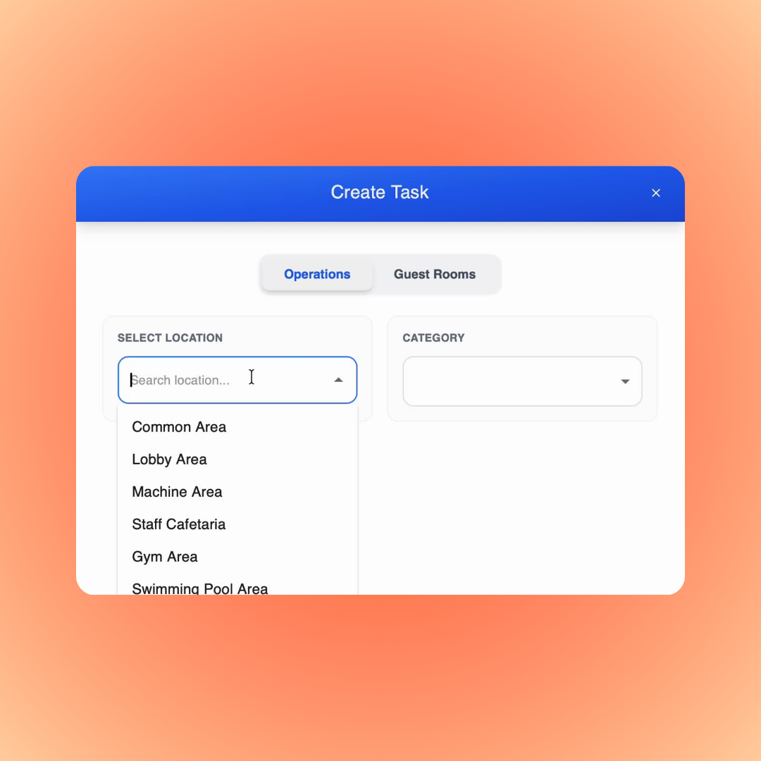 Task management location list with open task counts